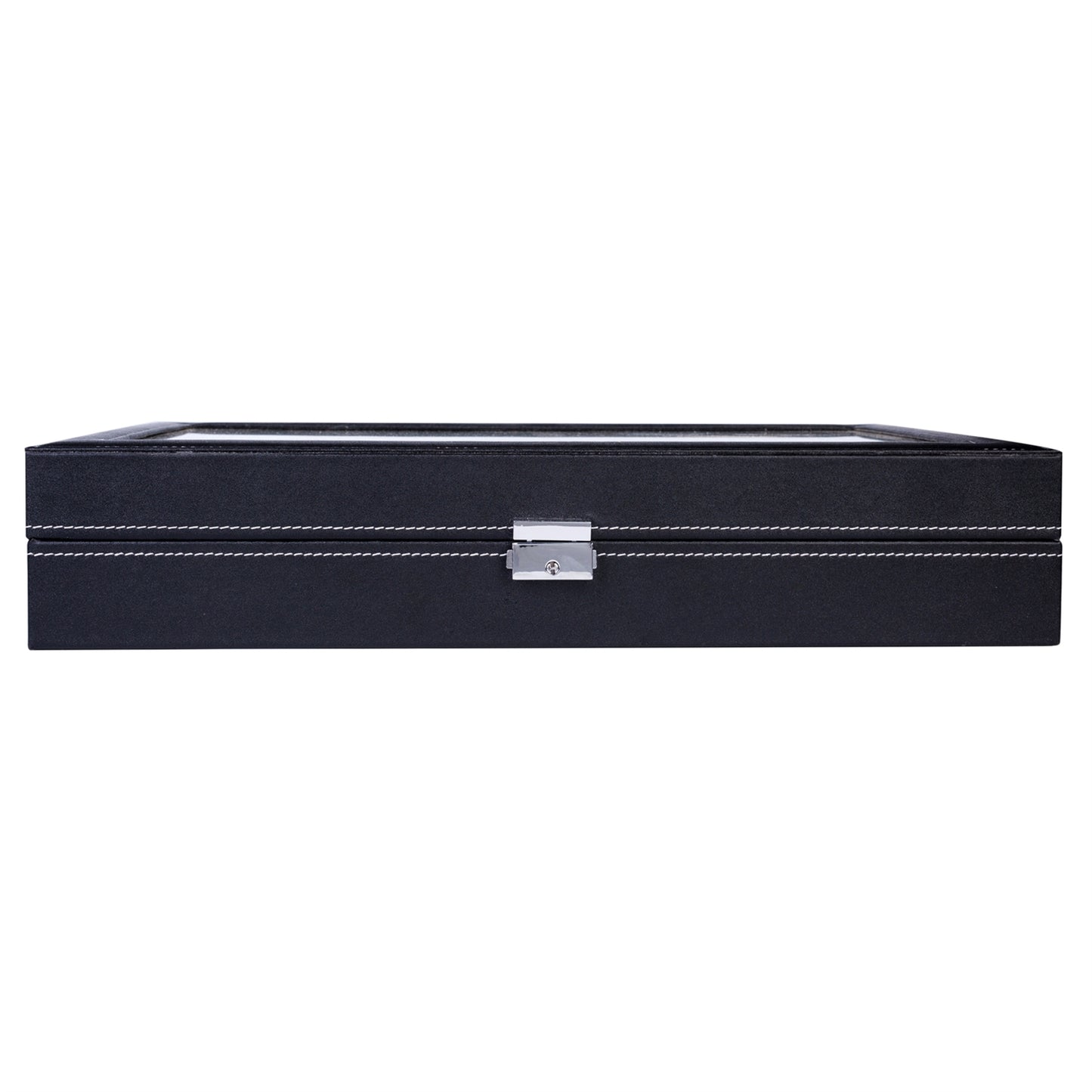 Cosmetics storage 24 Compartments Top-level Opening Style Leather Watch Collection Box Black【Local Goods】