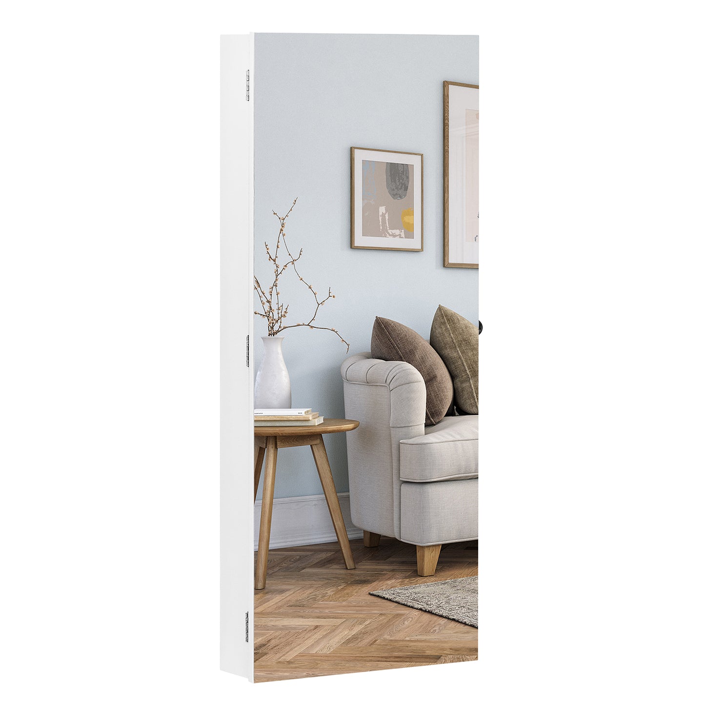 Cosmetics storage The Whole Surface PVC Film Wall Hanging Door With Lock Jewelry Cabinet Fitting Mirror Cabinet【Local Goods】