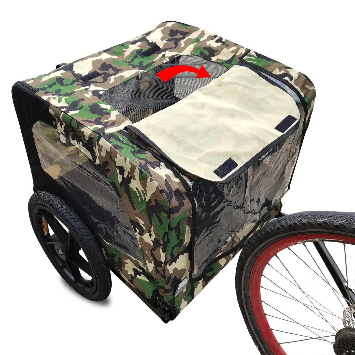 Ride and Slide Camouflage Foldable Bicycle Trailer Bike Trailer for Camping Pet Dog Cat Luggage Carry