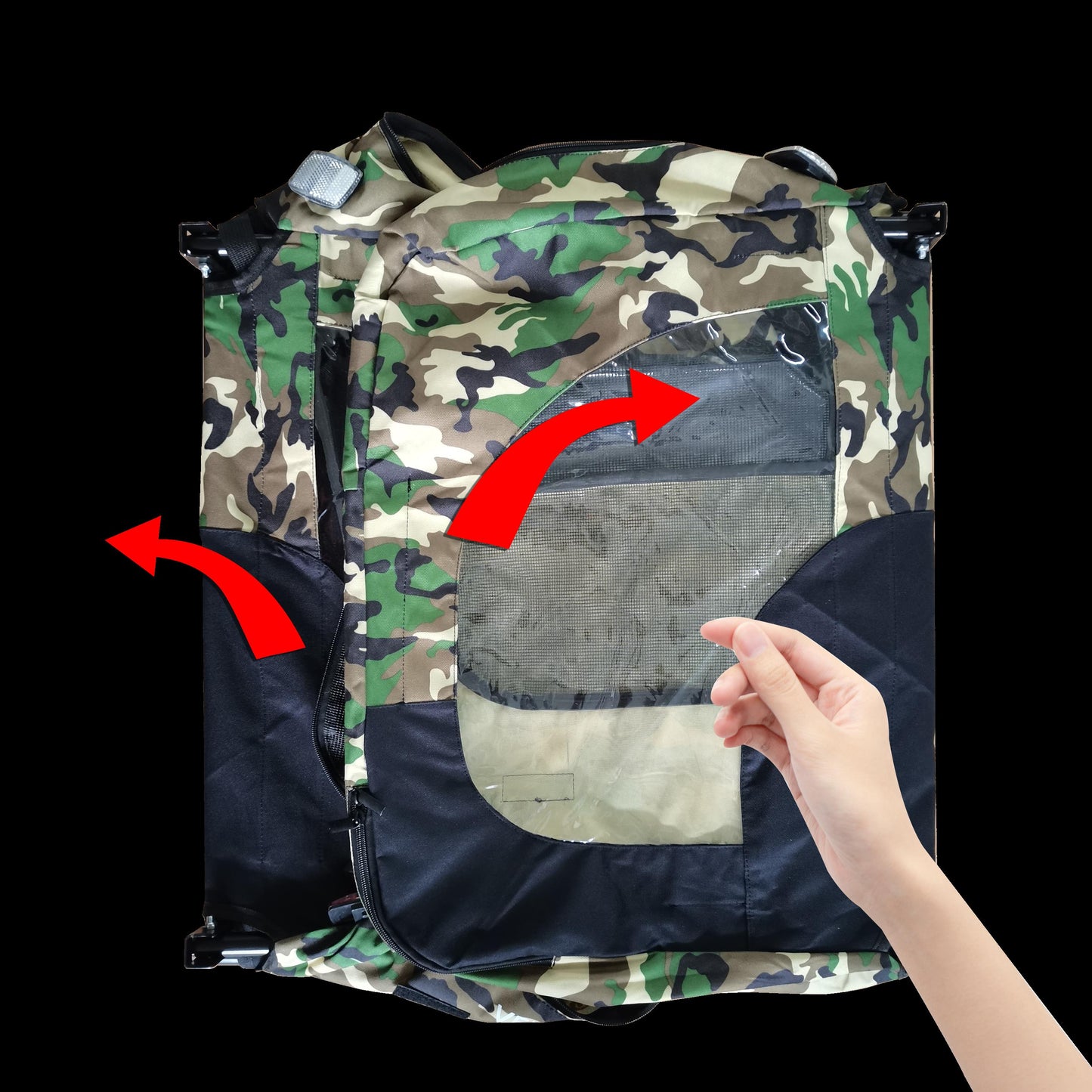 Ride and Slide Camouflage Foldable Bicycle Trailer Bike Trailer for Camping Pet Dog Cat Luggage Carry