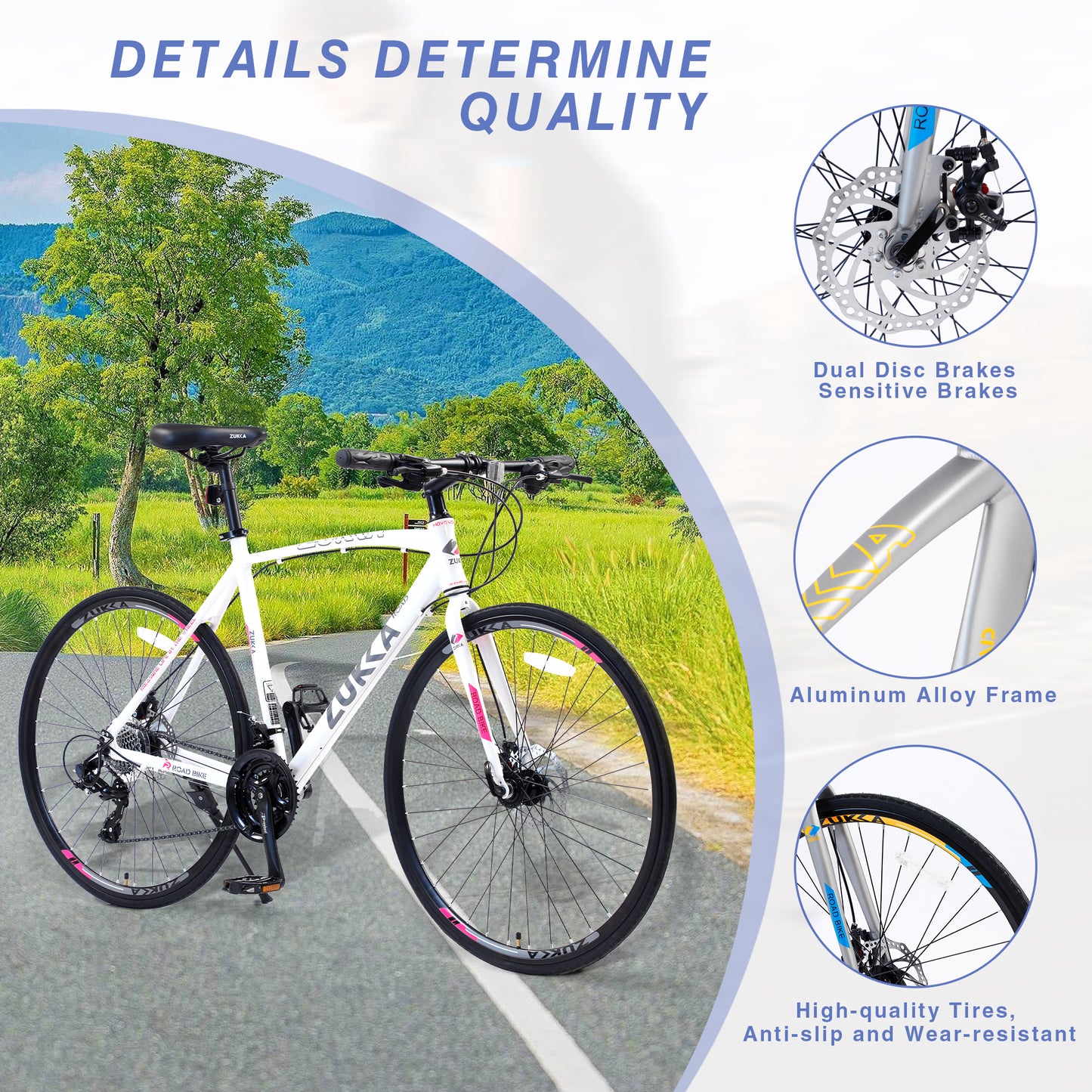 Ride and Slide 24 Speed Hybrid bike Disc Brake 700C Road Bike For men women's City Bicycle