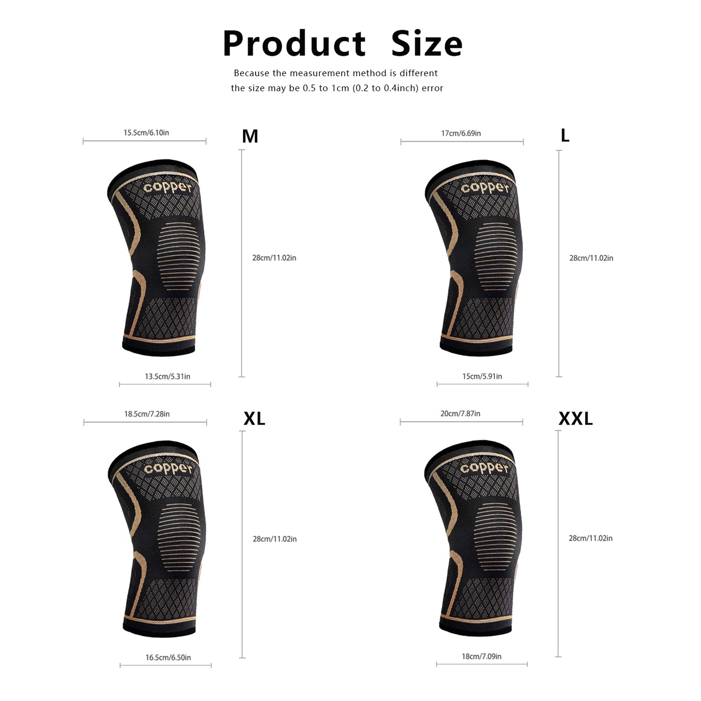 Health & Beauty COPPER 1 pair Knee Braces for Knee Pain, Knee Compression Sleeve for Men and Women, Knee Support for Meniscus Tear, Running, Arthritis, Joint Pain Relief(Support for TEMU self-pickup order shipping)