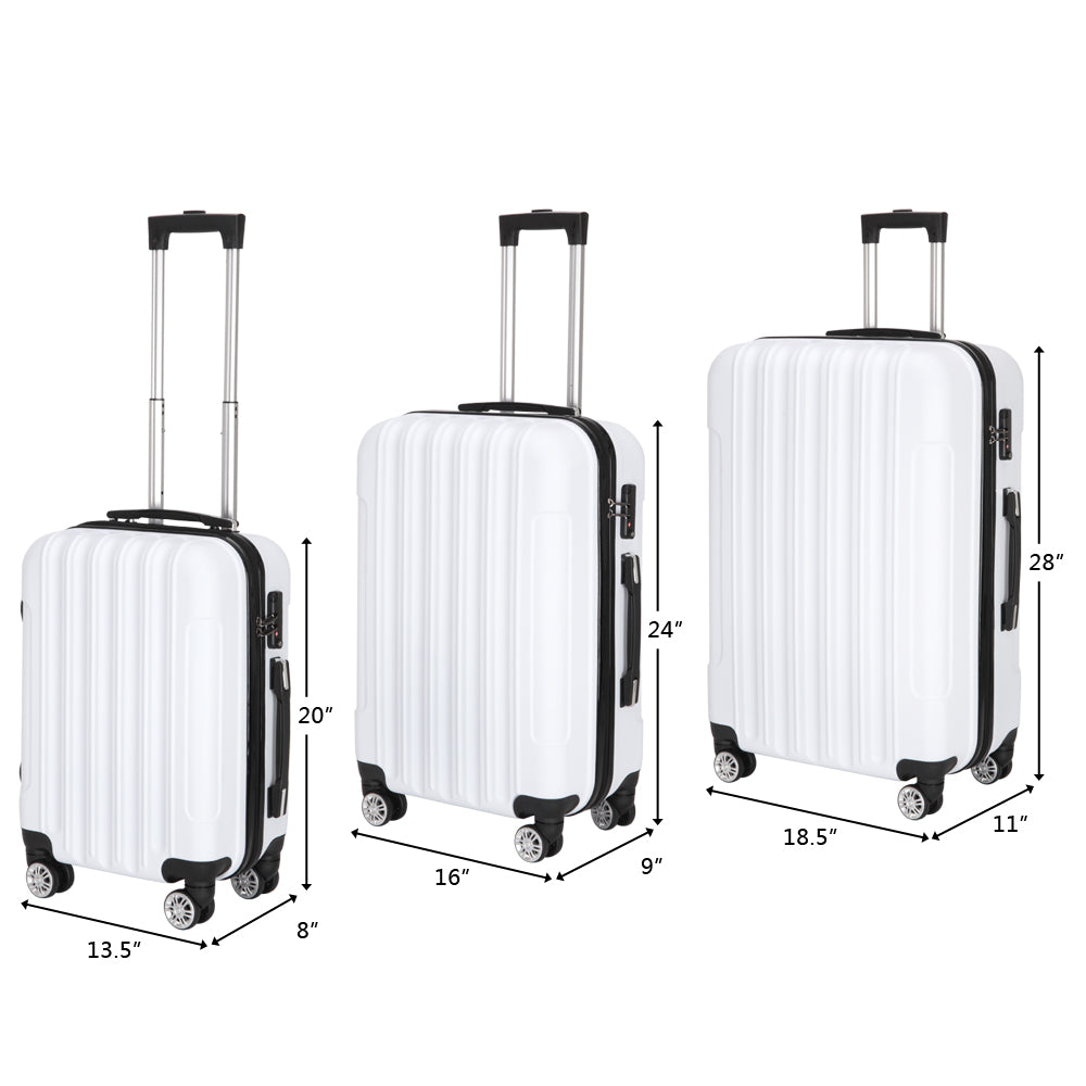 Travel/Checked/Carry on luggage 3-in-1 Multifunctional Large Capacity Traveling Storage Suitcase White 20/24/28 inchluggage【Local Goods】