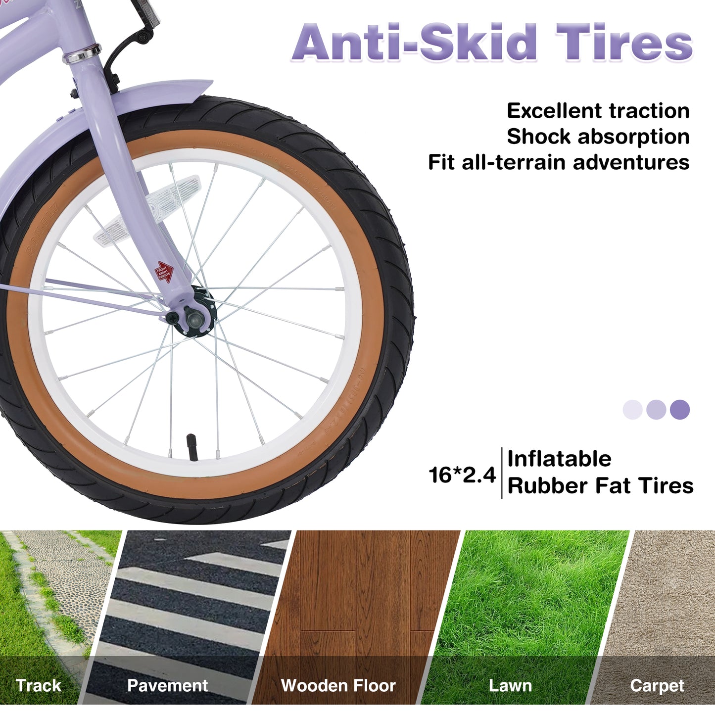 Ride and Slide Multiple Colors,Girls Bike for4-7 Years Old Kids,16 inch wheel ,Training Wheels Included