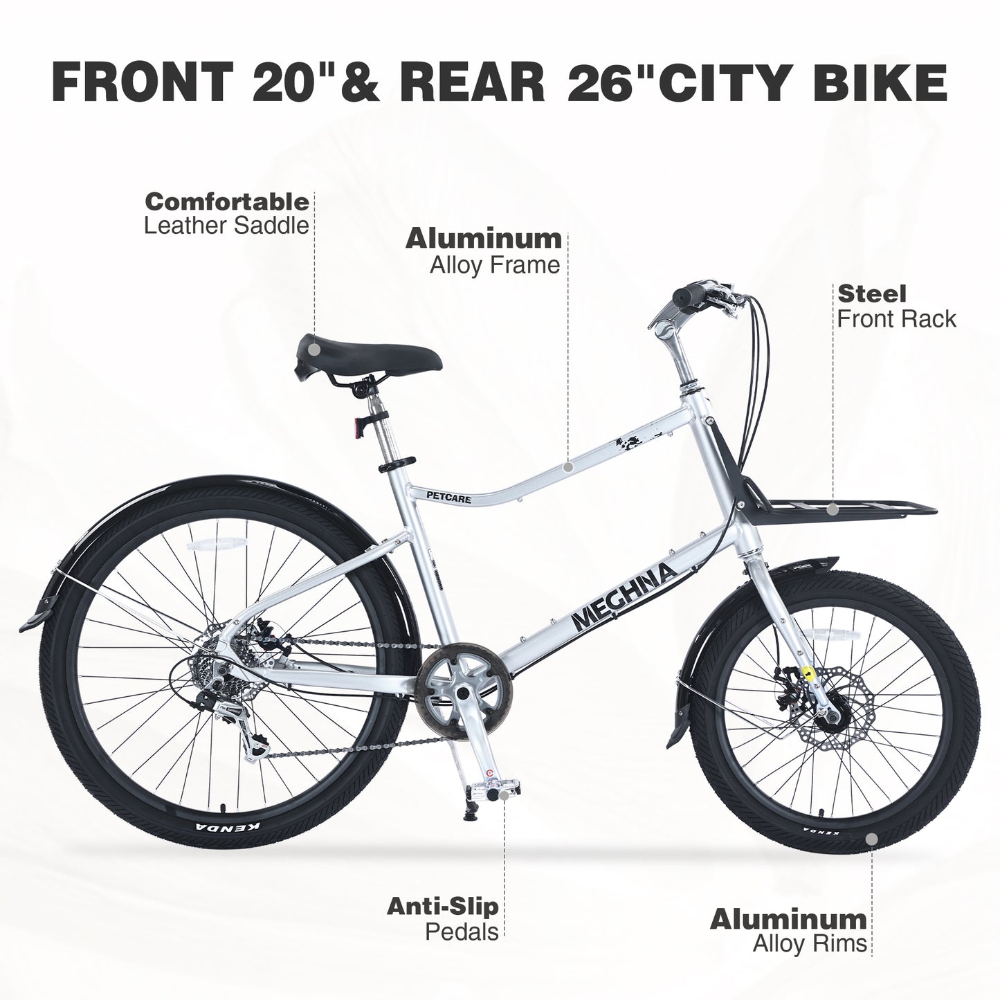 Ride and Slide 7 Speed, Aluminum Alloy Frame, Multiple Colors 26 Inch Bike,Cargo Bike for Women and Men