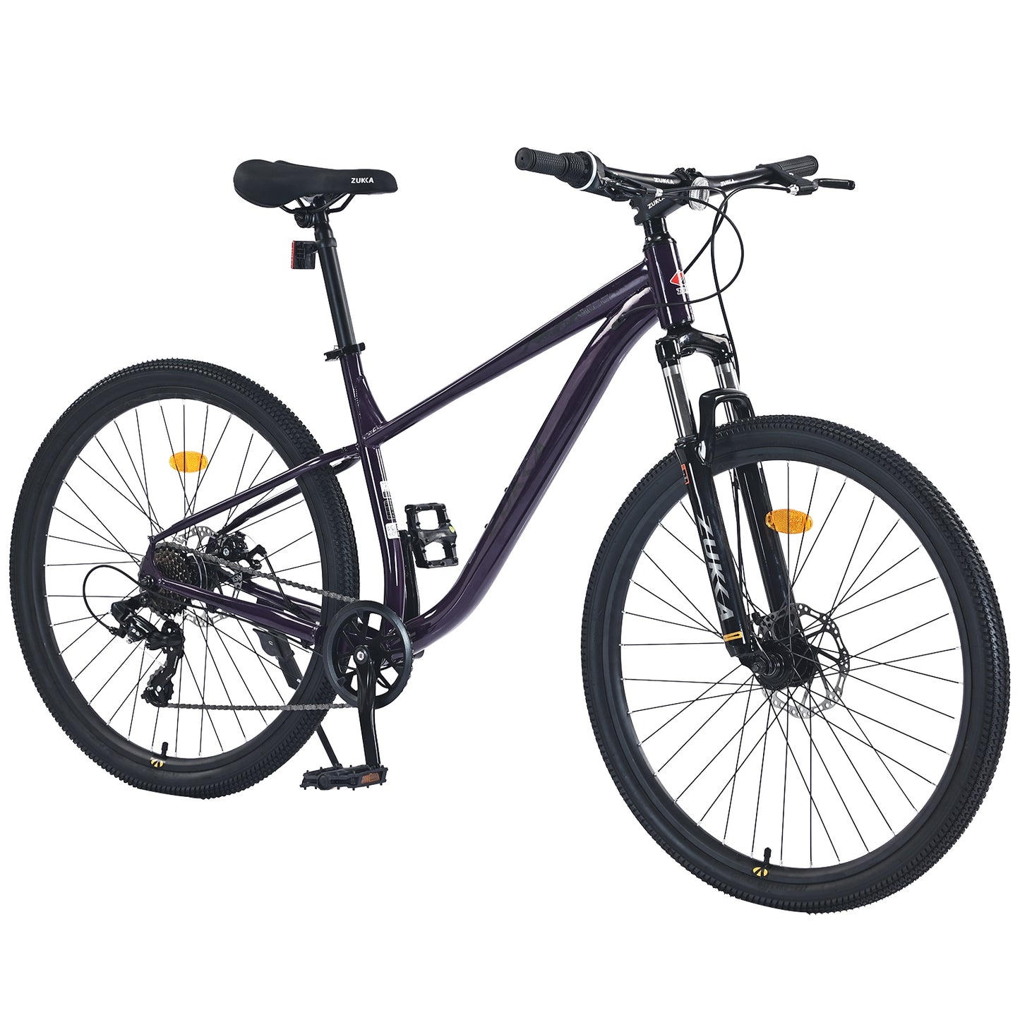 Ride and Slide 27.5 Inch Wheels 8 Speed Mountain Bike, for Men Women Boys and Girls, Front Suspension, Steel Frame