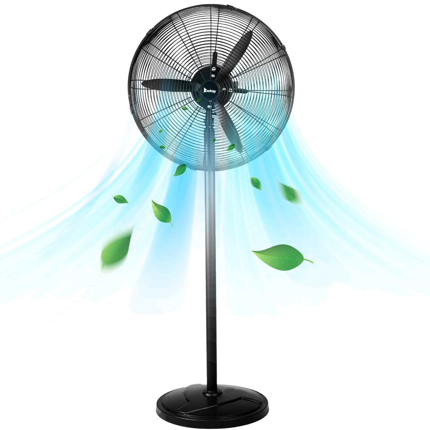 Household Appliances 20 Inch Pedestal Floor Fan 5000CFM, Oscillating Standing Fan, Adjustable Rod, 100% BLDC Copper Motor,4 Speeds, Aluminum Blades, Metal Stand Up Fan For Industrial, Commercial, Residential, Shop