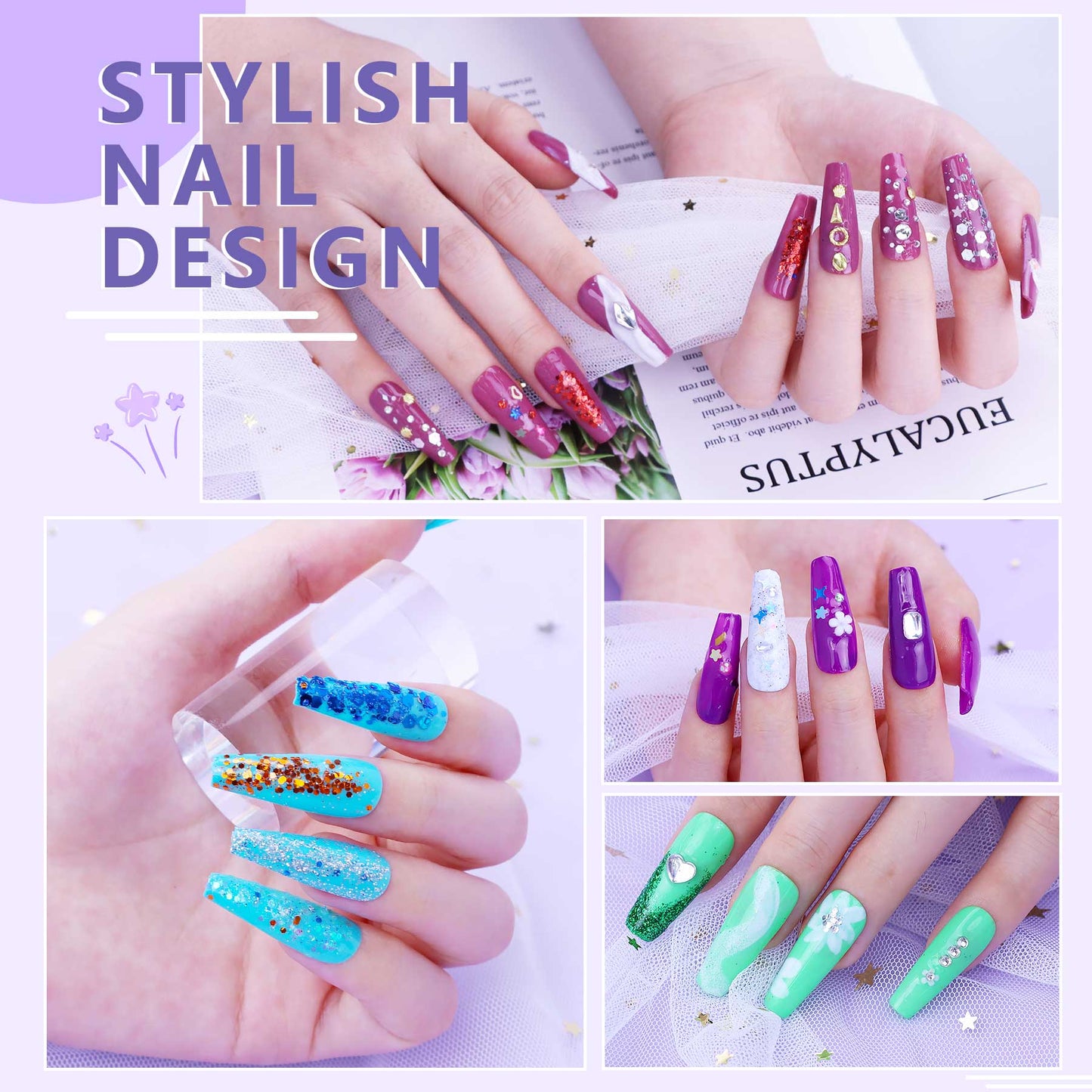 Health & Beauty Acrylic Nail Kit With Everything For Beginners, Professional Nail Starter Kit , 24 Color Glitter Acrylic Powder and Liquid Monomer Set, Nail Glitter And DIY Nail Art Tools
