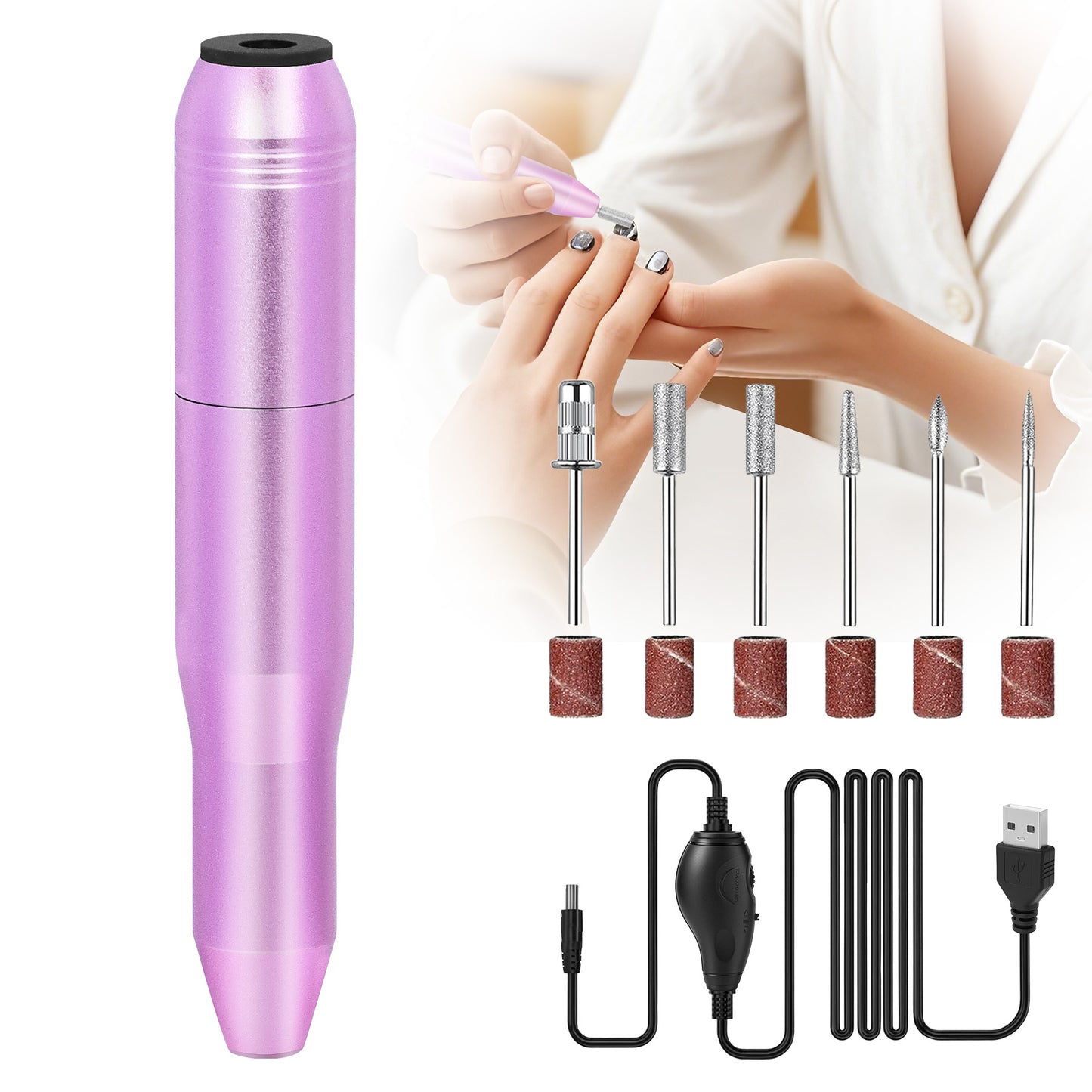 Health & Beauty Portable Electric Nail Drill, Professional Nail File Kit for Acrylic, Gel Nails, Manicure Pedicure with Nail Drill Bits Sanding Bands Rose gold