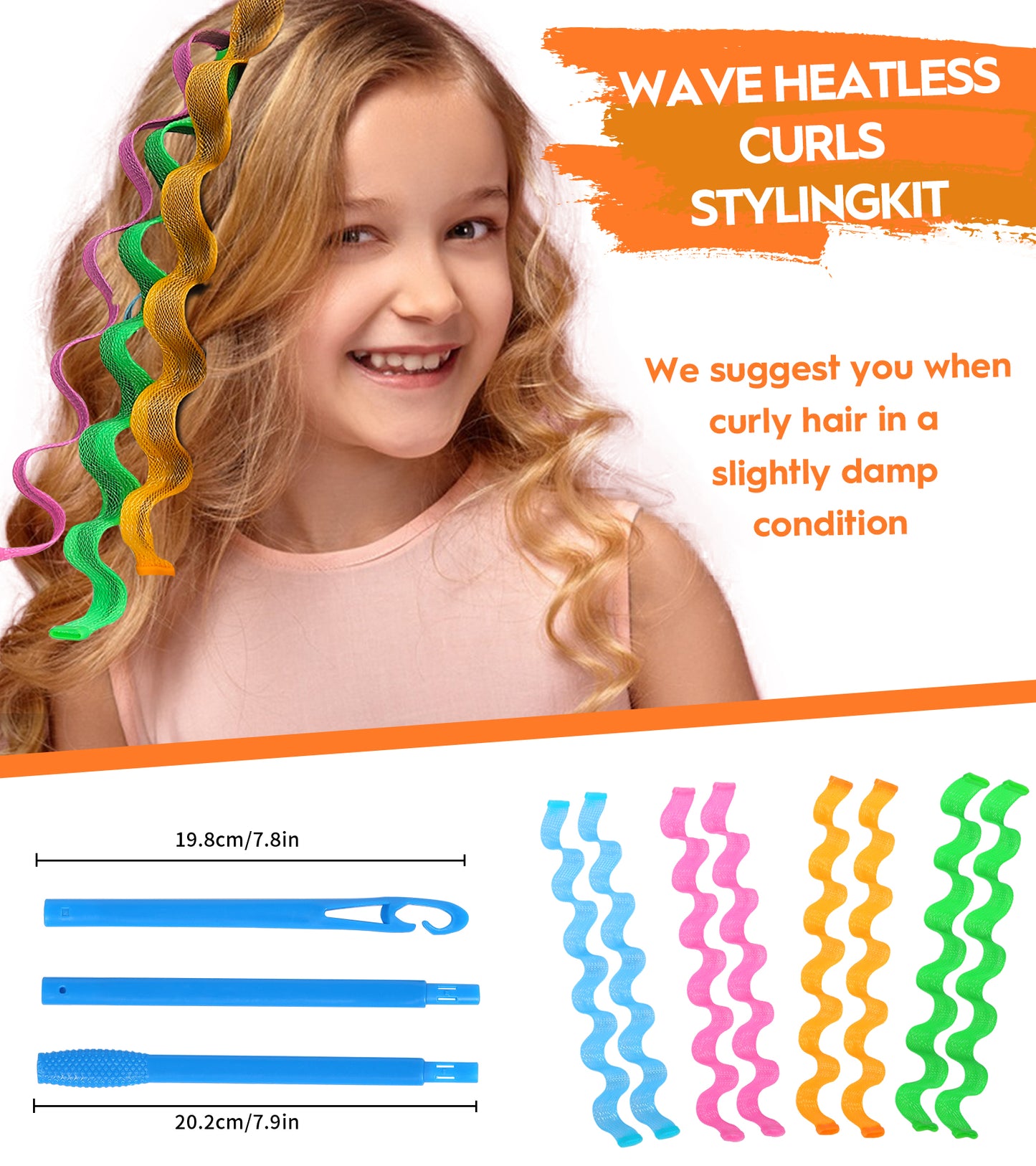 Health & Beauty 30 Pcs Heatless Hair Curlers Wave Curls Styling Kit with 2 Pcs Styling Hooks, No Heat Hair Curlers for Women Girls (6 Colors, 45 cm/17.71 inch)