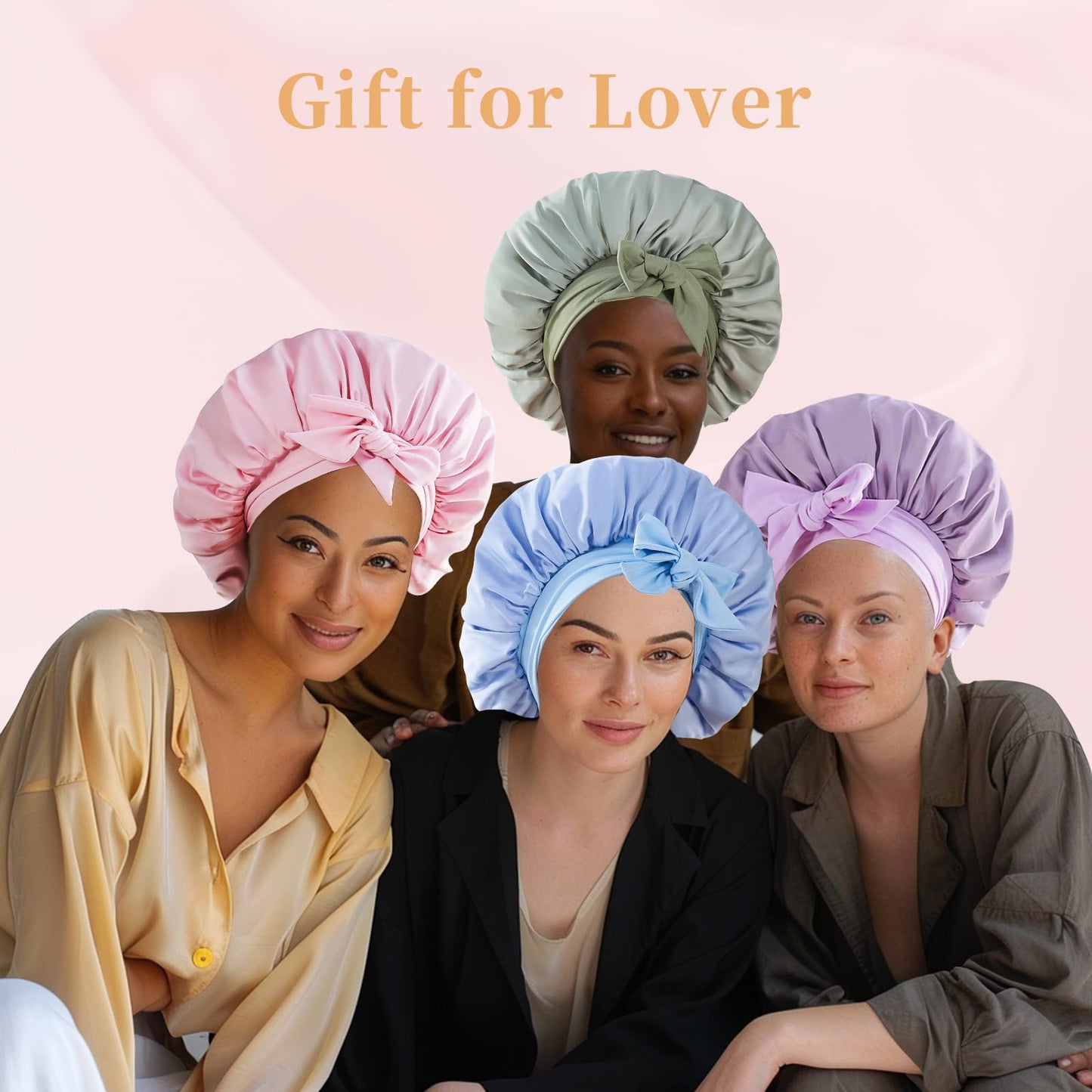 Health & Beauty Silk Bonnet for Sleeping Women, Satin Hair Bonnet for Sleeping for Wavy Curly Natural Hair Women Men - Rose Red