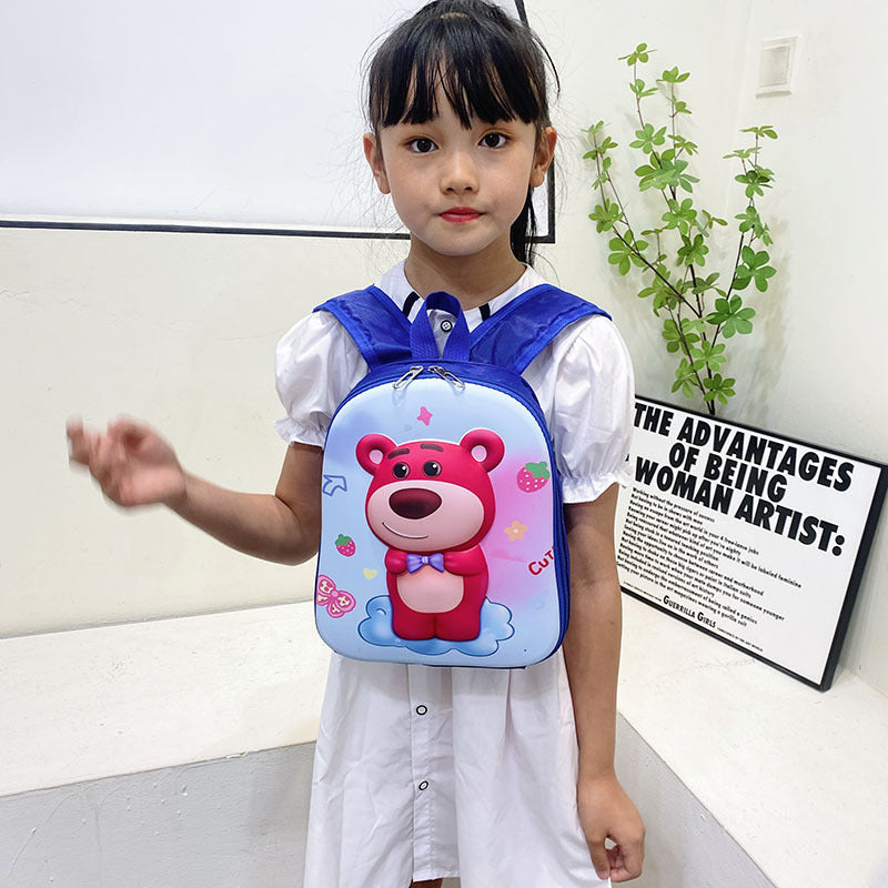 Cartoon cute kindergarten middle class schoolbag hard shell strawberry bear children's backpack boys and girls backpack