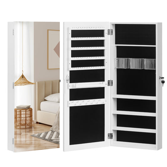 Cosmetics storage The Whole Surface PVC Film Wall Hanging Door With Lock Jewelry Cabinet Fitting Mirror Cabinet【Local Goods】