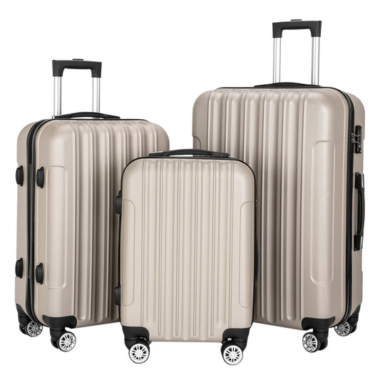 Travel/Checked/Carry on luggage 3-in-1 Multifunctional Large Capacity Traveling Storage Suitcase Luggage Set Champagne 20/24/28 inchluggage【Local Goods】