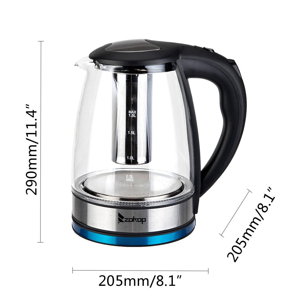 Kitchen Appliances HD-1861-A 110V 1200W 1.8L Electric Glass Kettle US Plug