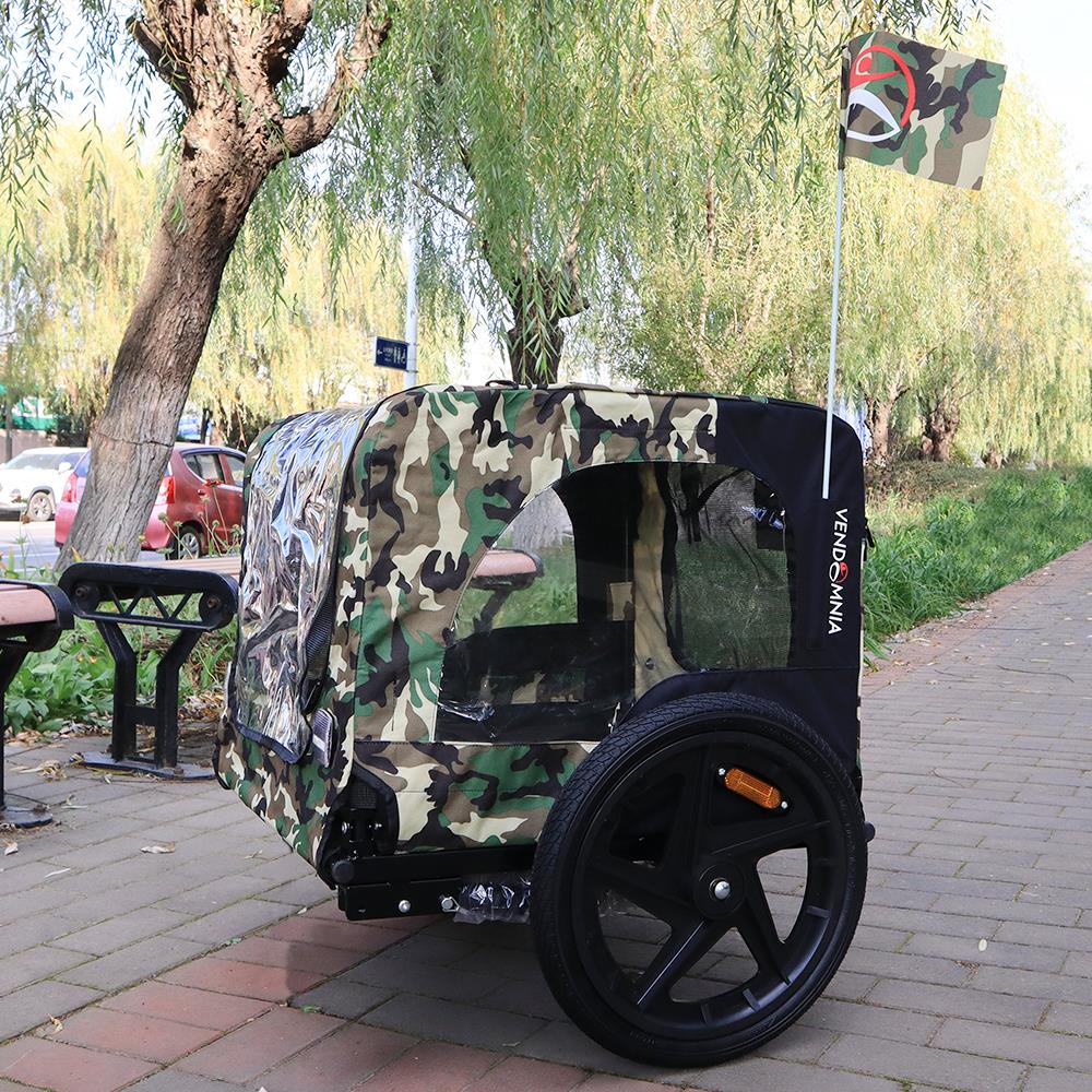 Ride and Slide Camouflage Foldable Bicycle Trailer Bike Trailer for Camping Pet Dog Cat Luggage Carry