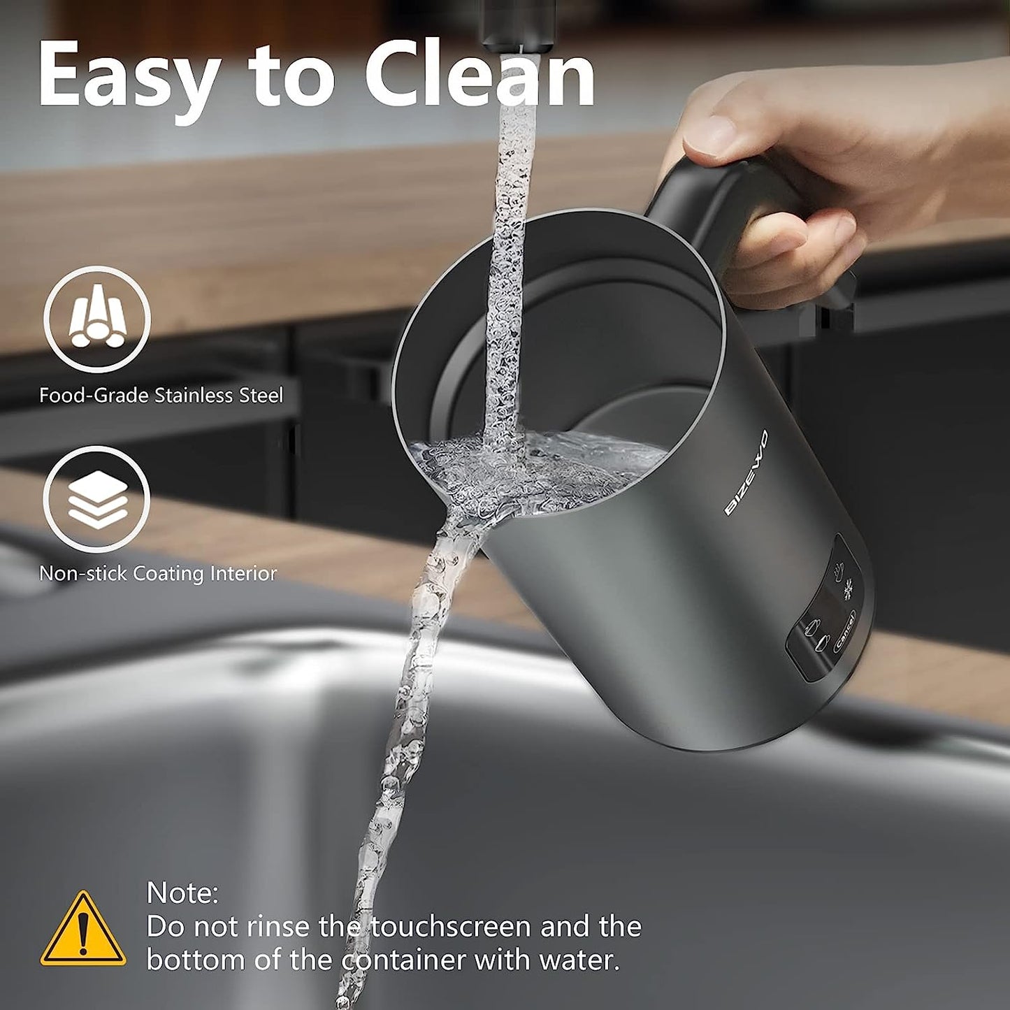 Kitchen Appliances BIZEWO Milk Frother Electric, Coffee Frother, Warm and Cold Milk Foamer, 4 IN 1 Automatic Milk Warmer Stainless Steel with Touch Screen, Frother for Coffee, Latte, Hot Chocolate