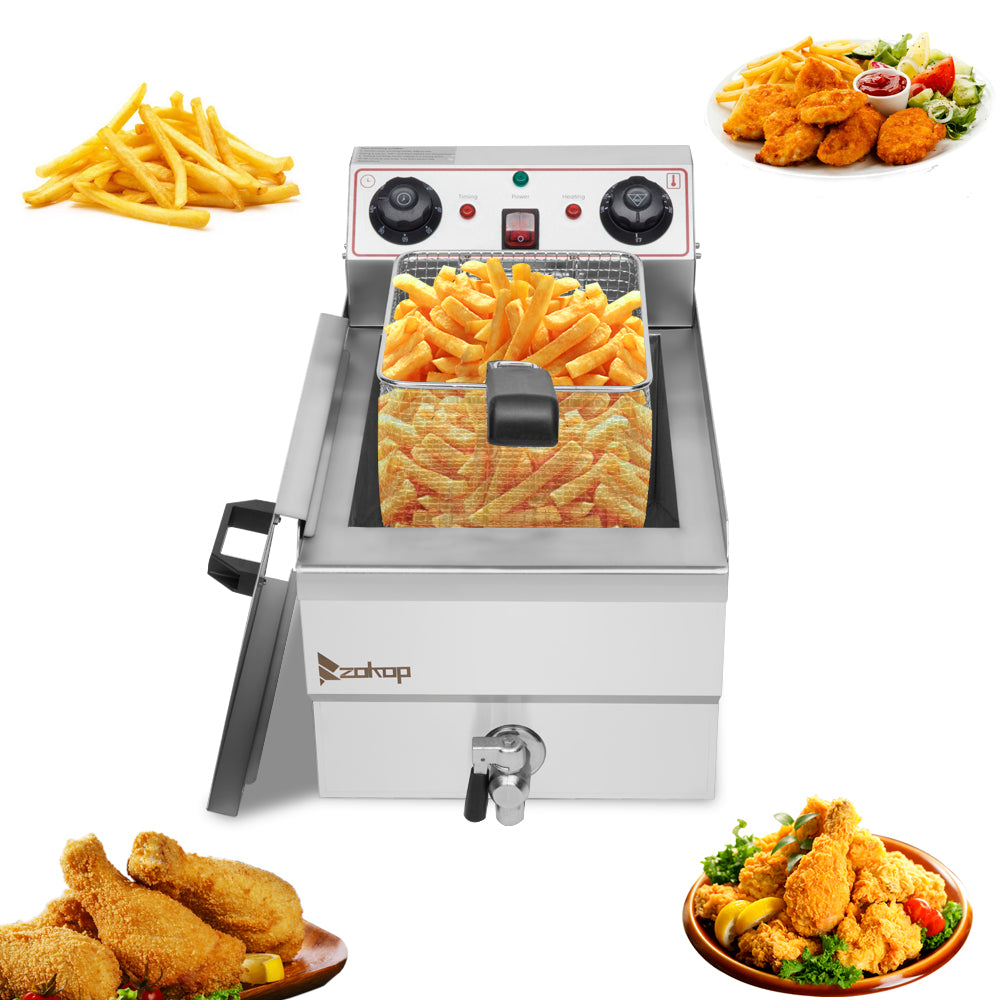 Kitchen Appliances 【Replace the old encoding 66757236】EH101V 8.5QT/8L Total Capacity 12.5qt/11.8l Stainless Steel Faucet Single Tank Deep Fryer 1700W Max (8L Large Fryer Blue / Large Handle)