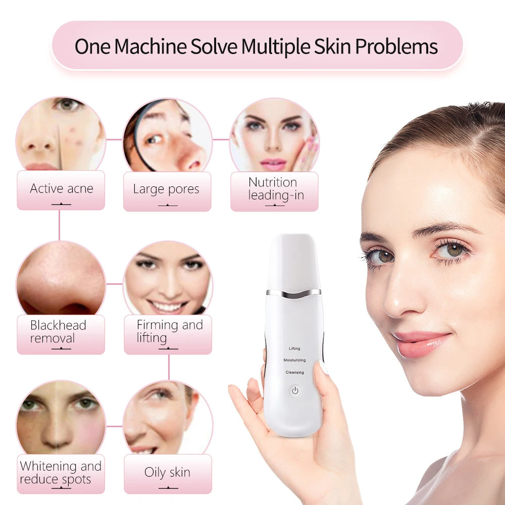 Health & Beauty 3-in-1 Ultrasonic Facial Spatula for Deep Cleansing, Electric Ultrasonic Skin Scrubber