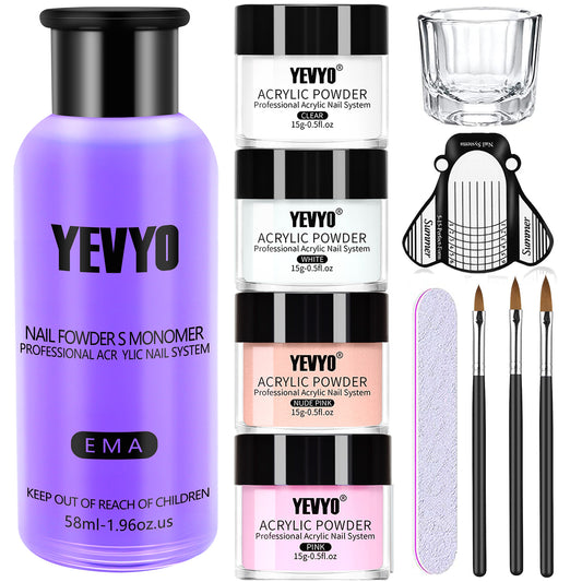 Health & Beauty Acrylic Nail Kit, Acrylic Powder and Liquid Set, With Clear, Nude, Pink, White Nail Powder and Monomer, Professional Acrylic Nail Brush Nail Forms for Acrylic Nails Extension, Beginner and Home DIY