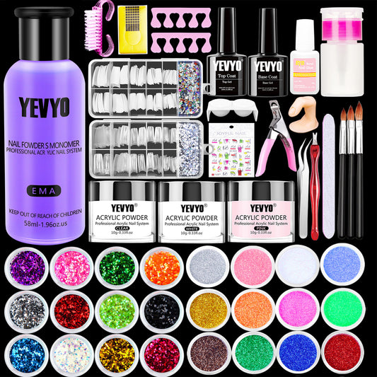 Health & Beauty Acrylic Nail Kit, 24 Color Glitter Acrylic Powder Monomer Liquid Set, Nail Kit Set Professional with Everything Acrylic Brushes and 200 Pcs Nail Tips for Extension Beginner