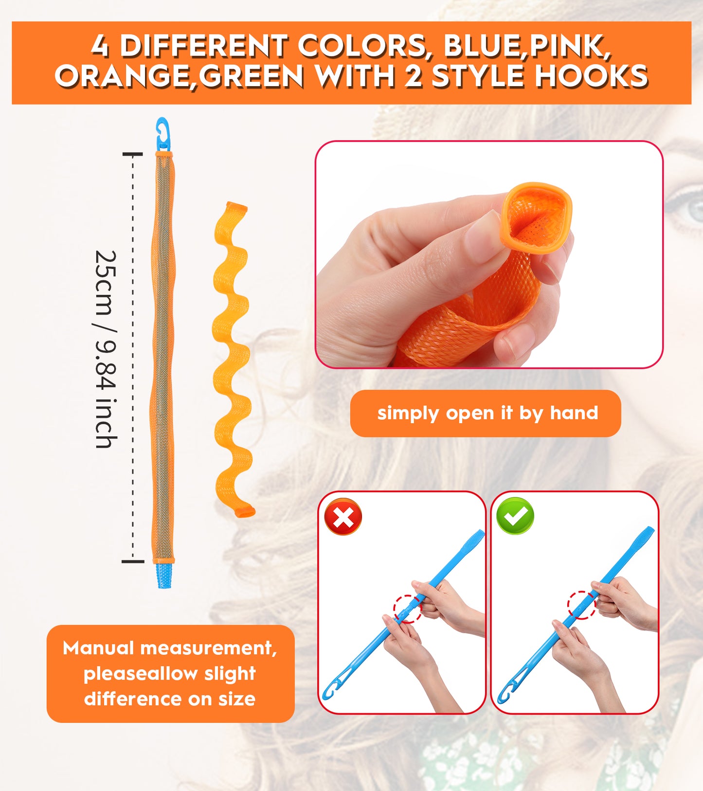 Health & Beauty 30 Pcs Heatless Hair Curlers Wave Curls Styling Kit with 2 Pcs Styling Hooks, No Heat Hair Curlers for Women Girls (6 Colors, 45 cm/17.71 inch)
