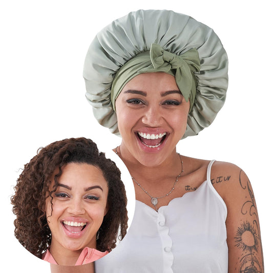 Health & Beauty Silk Bonnet for Sleeping Women, Satin Hair Bonnet for Sleeping for Wavy Curly Natural Hair Women Men - Green