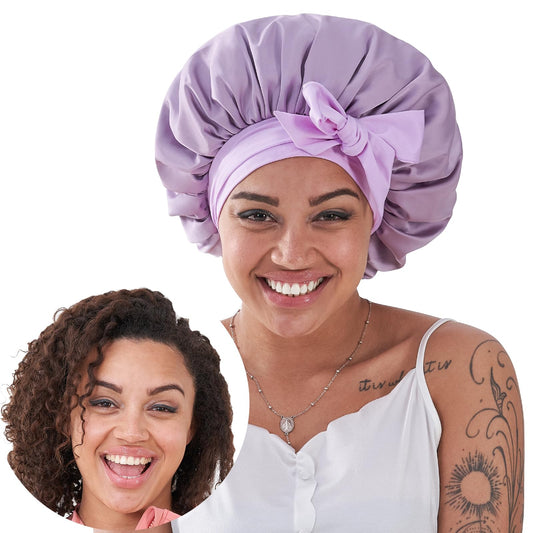 Health & Beauty Silk Bonnet for Sleeping Women, Satin Hair Bonnet for Sleeping for Wavy Curly Natural Hair Women Men - Rose Red